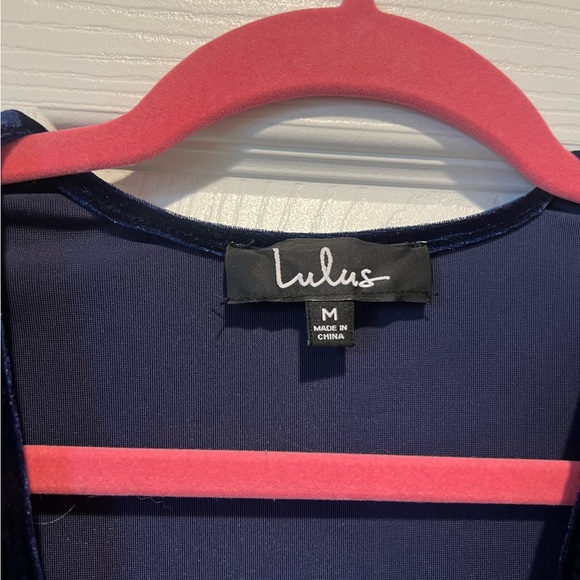 Navy Velvet Low Cut Mini dress LuLus - Picture 2 of 4